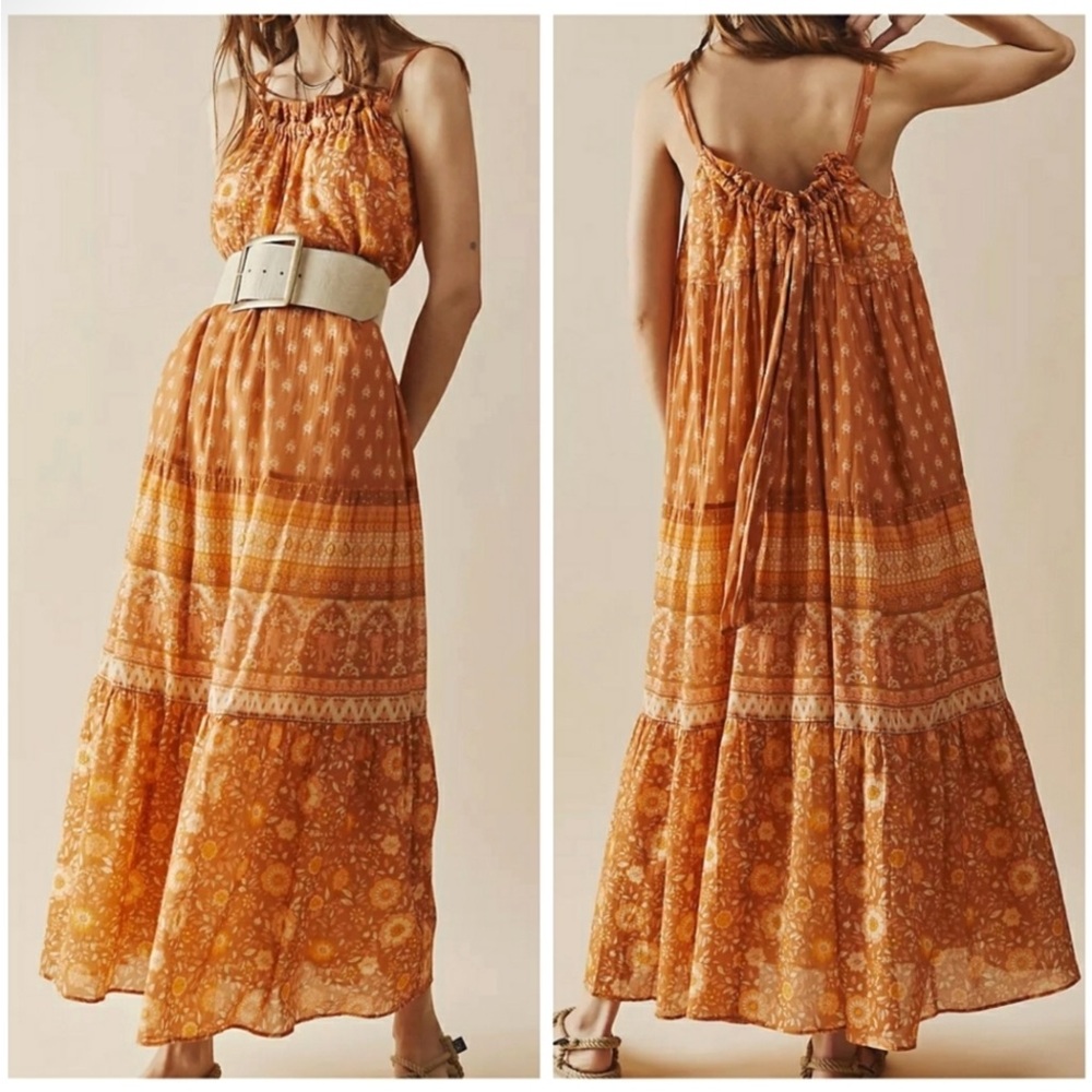 Spell and the Gypsy Utopia Boho Maxi Dress Womens XS Cinnamon Strappy Sleeveless